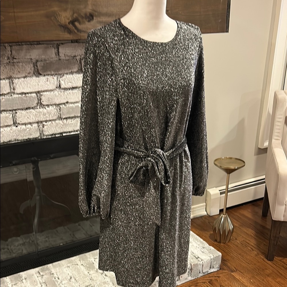 Gibsonlook SilverGray Tie Belt Dress